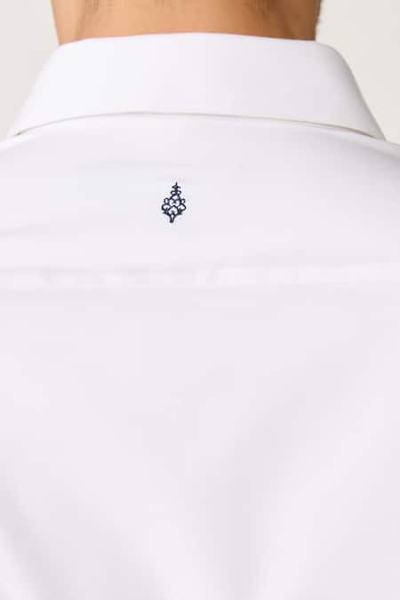 Shop S&N By Shantnu Nikhil Off White Lycra, Viscose, Terrycloth Embroidery Plain Front Buttoned Shirt Online at Aza Fashions Shop_S&N By Shantnu Nikhil_Off White Lycra, Viscose, Terrycloth Embroidery Plain Front Buttoned Shirt_Online_at_Aza_Fashions