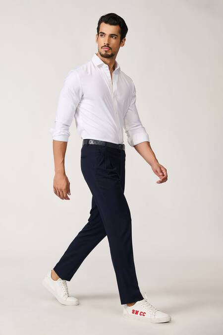 S&N By Shantnu Nikhil Off White Lycra, Viscose, Terrycloth Embroidery Plain Front Buttoned Shirt at Aza Fashions S&N By Shantnu Nikhil_Off White Lycra, Viscose, Terrycloth Embroidery Plain Front Buttoned Shirt_at_Aza_Fashions