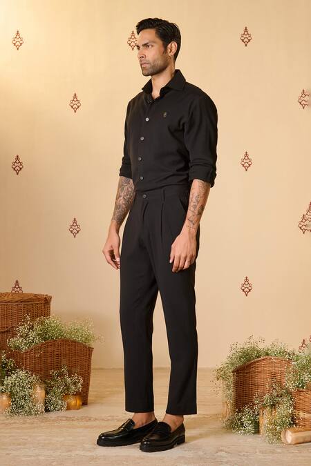 Buy S&N By Shantnu Nikhil Black Rayon, Polyester Beads Placement Work Shirt Online at Aza Fashions Buy_S&N By Shantnu Nikhil_Black Rayon, Polyester Beads Placement Work Shirt_Online_at_Aza_Fashions