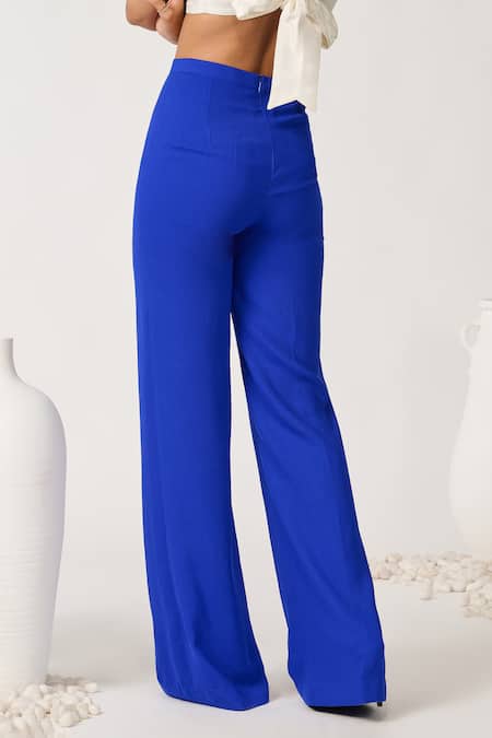 Shop S&N By Shantnu Nikhil Blue Solid Flared Pant at Aza Fashions Shop_S&N By Shantnu Nikhil_Blue Solid Flared Pant_at_Aza_Fashions
