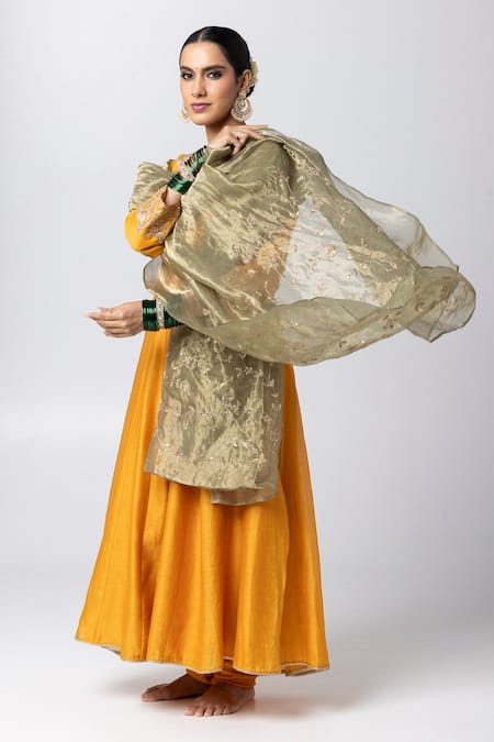 Pants And Pajamas Floral Hand Embroidered Dupatta 