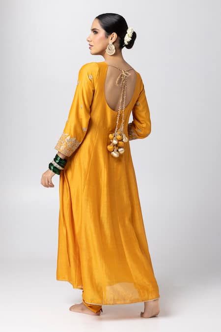 Pants And Pajamas Floral Zari Embroidered Anarkali 