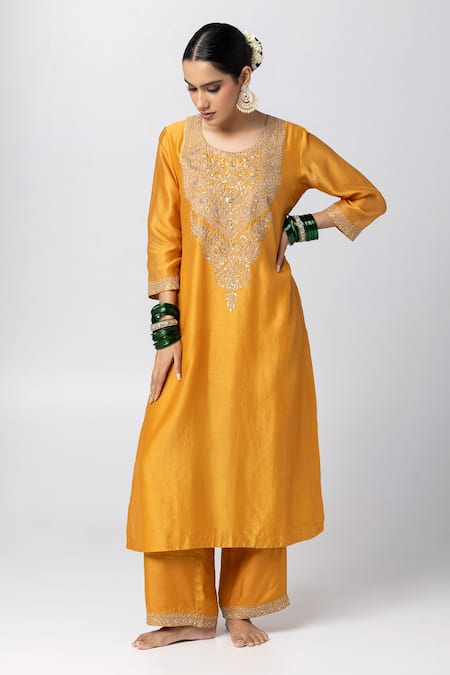 Pants and Pajamas Embroidered Kurta Pant Set 