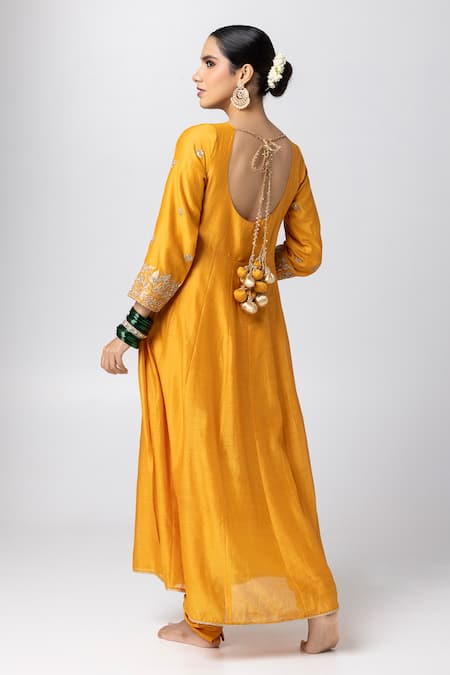 Pants And Pajamas Floral Embroidered Angarkha Anarkali Set 