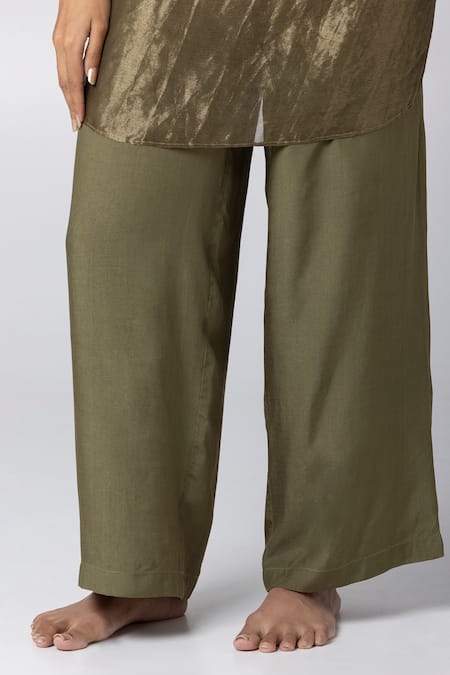 Buy Pants And Pajamas Green Tissue, Silk, Cotton Sequins, Embroidery Round Neck Zari Kaftan Pant Set Buy_Pants And Pajamas_Green Tissue, Silk, Cotton Sequins, Embroidery Round Neck Zari Kaftan Pant Set