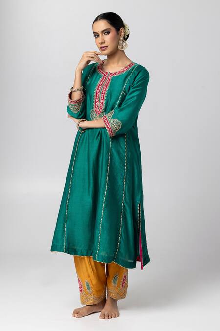 Buy Pants And Pajamas Green Silk, Chanderi, Cotton Sequins, Thread And Yoke Kurta Salwar Set Online at Aza Fashions Buy_Pants And Pajamas_Green Silk, Chanderi, Cotton Sequins, Thread And Yoke Kurta Salwar Set _Online_at_Aza_Fashions