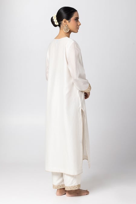 Pants And Pajamas Polka Dot Print Embroidered Kurta Pant Set 