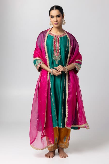 Shop Pants And Pajamas Yellow Cotton, Silk Sequins, Embroidery Salwar Online at Aza Fashions Shop_Pants And Pajamas_Yellow Cotton, Silk Sequins, Embroidery Salwar _Online_at_Aza_Fashions