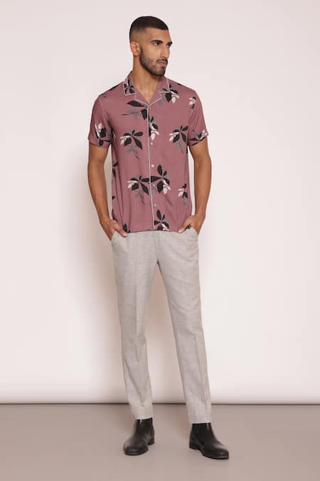 Lacquer Embassy Verve Leaf Print Button Down Shirt 