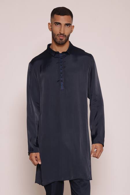 Lacquer Embassy Blue Cotton Floral Geometric Bundi Kurta Set Online at Aza Fashions Lacquer Embassy_Blue Cotton Floral Geometric Bundi Kurta Set _Online_at_Aza_Fashions