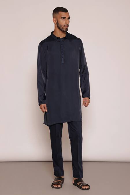 Buy Lacquer Embassy Blue Cotton Floral Geometric Bundi Kurta Set Online at Aza Fashions Buy_Lacquer Embassy_Blue Cotton Floral Geometric Bundi Kurta Set _Online_at_Aza_Fashions