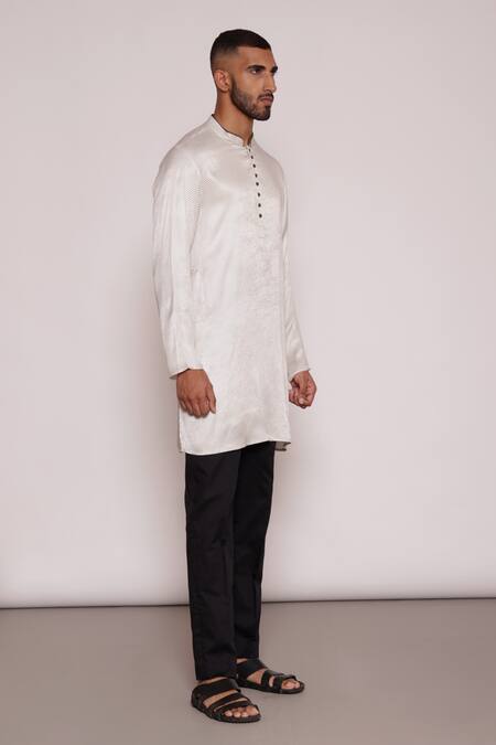 Buy Lacquer Embassy White Silk, Cotton Linear Print Kurta And Pant Set Online at Aza Fashions Buy_Lacquer Embassy_White Silk, Cotton Linear Print Kurta And Pant Set _Online_at_Aza_Fashions