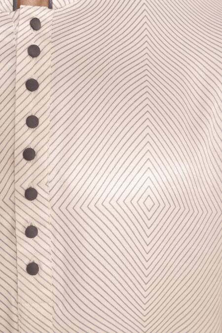 Lacquer Embassy White Silk, Cotton Linear Print Kurta And Pant Set at Aza Fashions Lacquer Embassy_White Silk, Cotton Linear Print Kurta And Pant Set _at_Aza_Fashions