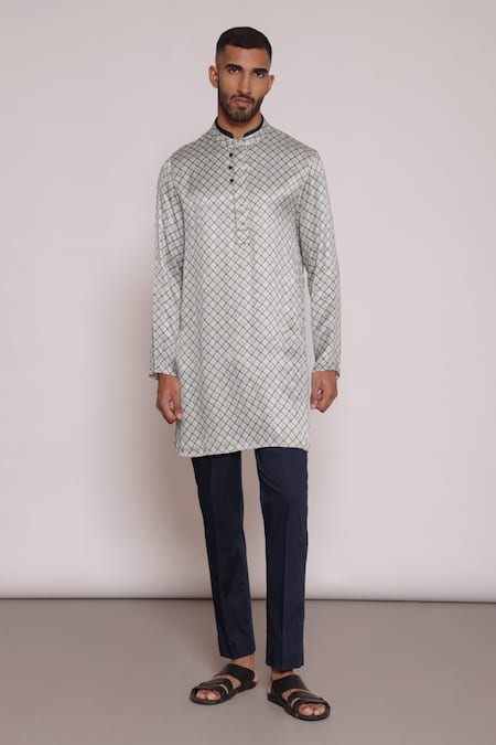 Lacquer Embassy Floral Geometric Print Kurta & Pant Set 