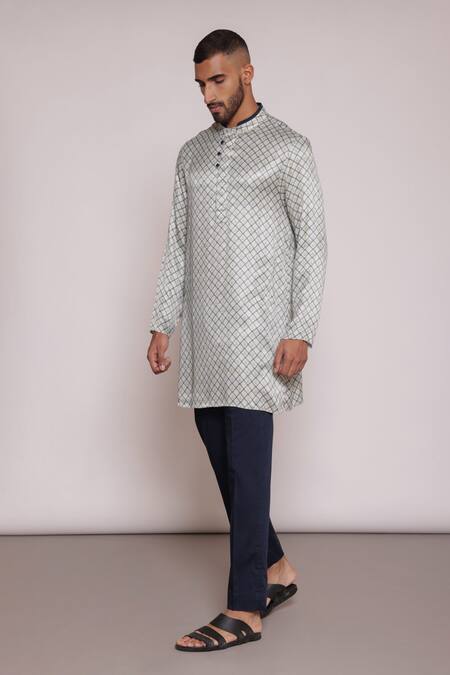 Buy_Lacquer Embassy_Green Cotton Floral Geometric Print Kurta And Pant Set _Online_at_Aza_Fashions