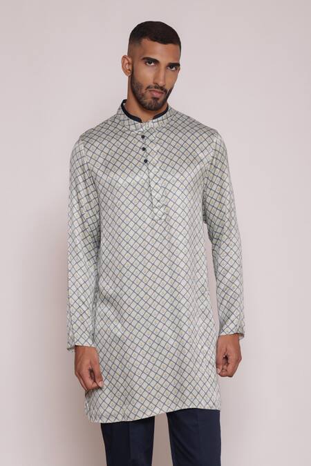 Buy_Lacquer Embassy_Green Cotton Floral Geometric Print Kurta And Pant Set 
