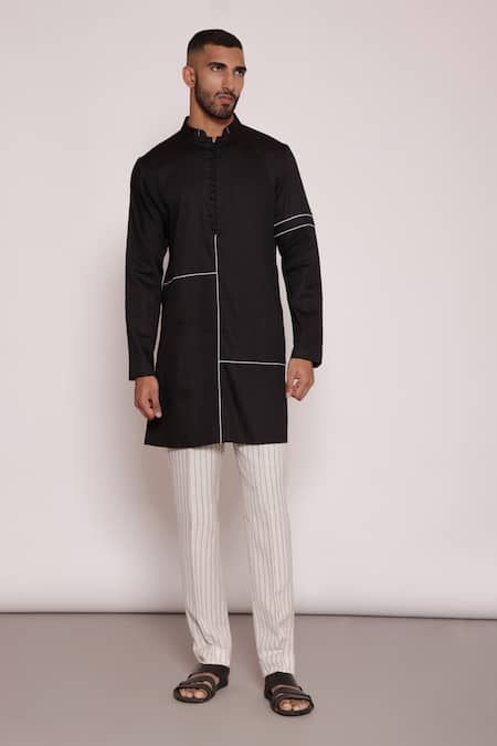 Lacquer Embassy Contrast Piping Kurta & Pant Set 