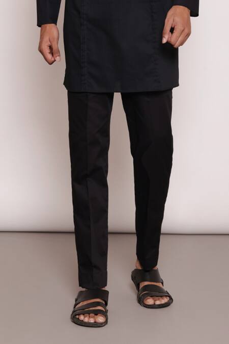 Lacquer Embassy Black Cotton Space Tucked Kurta And Pant Set Online at Aza Fashions Lacquer Embassy_Black Cotton Space Tucked Kurta And Pant Set _Online_at_Aza_Fashions