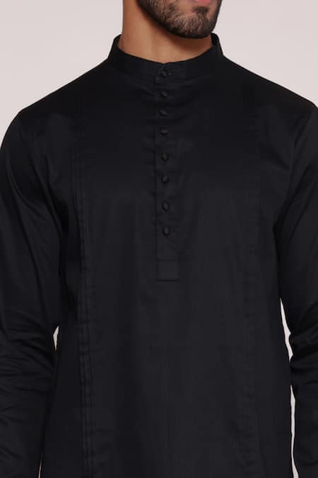 Buy Lacquer Embassy Black Cotton Space Tucked Kurta And Pant Set Online at Aza Fashions Buy_Lacquer Embassy_Black Cotton Space Tucked Kurta And Pant Set _Online_at_Aza_Fashions
