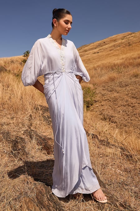 Islie By Priya Jain Floral Neckline Embroidered Dress 