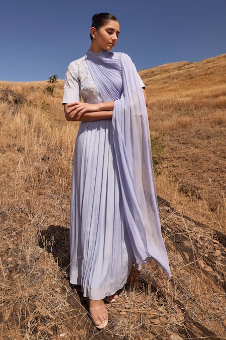 Islie By Priya Jain Floral Embroidered Draped Dress 