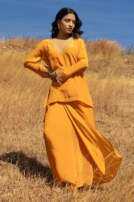 Islie By Priya Jain Zardozi Neckline Embroidered Kurta & Skirt Set 