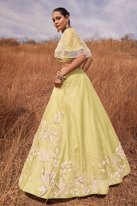 Islie By Priya Jain Embroidered Cape Lehenga Set 