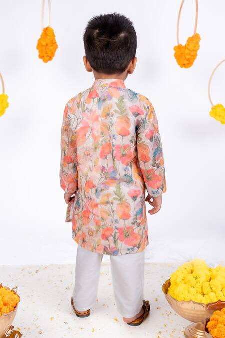 Shop_Toplove_Multi Color Cotton Sequins Floral Printed Kurta And Trouser Set _at_Aza_Fashions