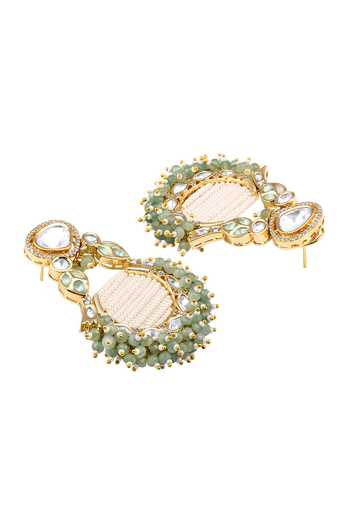 Buy HRISHA Gold Plated Metallic Thread, Crystals, Noor Polki Embellished Chandbali Earrings Online at Aza Fashions Buy_HRISHA_Gold Plated Metallic Thread, Crystals, Noor Polki Embellished Chandbali Earrings _Online_at_Aza_Fashions