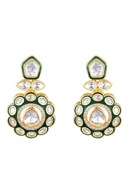 HRISHA_Gold Plated Metallic Thread Geometric Bloom Embellished Necklace Set_Online_at_Aza_Fashions