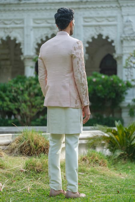 Amrit Dawani Zardozi Embroidered Floral Bandhgala Trouser Set 