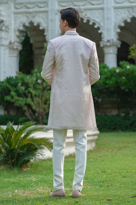 Amrit Dawani Geometric Mirrorwork Embroidered Jacket Kurta Set 