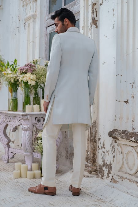 Amrit Dawani Cutdana Embellished Open Cape Attached Kurta With Trouser 