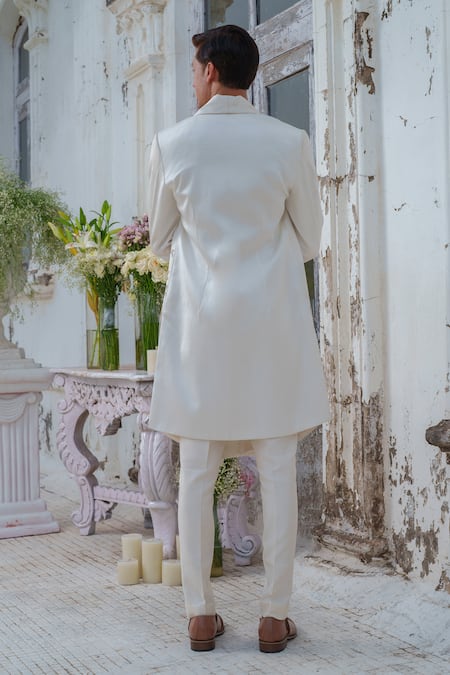 Amrit Dawani Floral Hand Painted Open Cape Attached Kurta With Trouser 