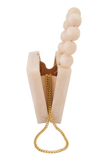 Shop Boxwish By Bhumika Ivory Pearls Handle Resin Clutch Online at Aza Fashions Shop_Boxwish By Bhumika_Ivory Pearls Handle Resin Clutch _Online_at_Aza_Fashions