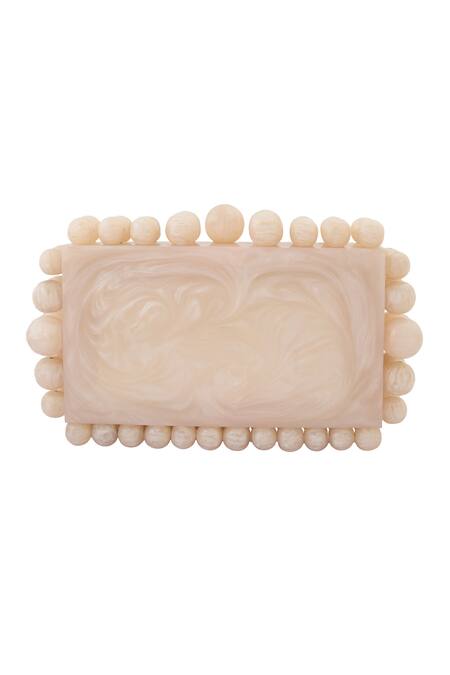 Boxwish By Bhumika_Ivory Pearls Accent Clutch _Online_at_Aza_Fashions