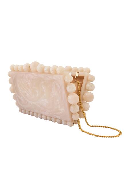 Buy_Boxwish By Bhumika_Ivory Pearls Accent Clutch _Online_at_Aza_Fashions