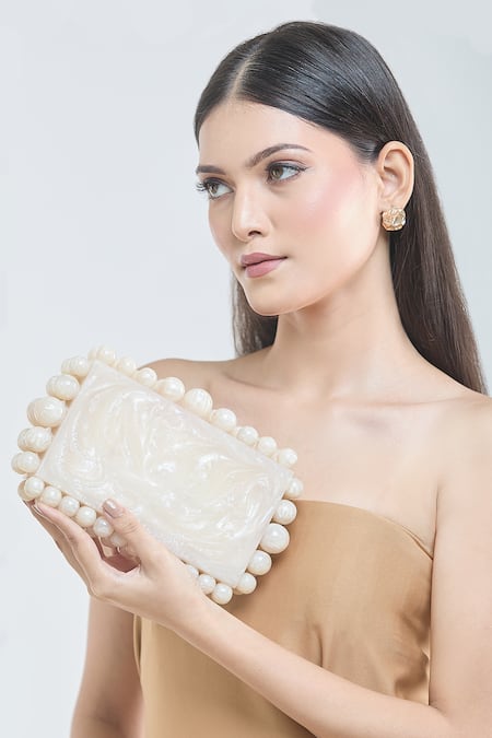 Buy_Boxwish By Bhumika_Ivory Pearls Accent Clutch 