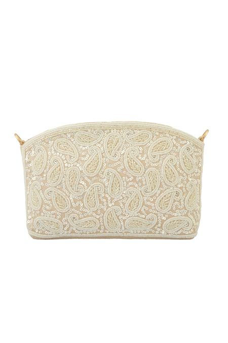 Buy Boxwish By Bhumika White Sequins, Beads Paisley Embroidered Bag Online at Aza Fashions Buy_Boxwish By Bhumika_White Sequins, Beads Paisley Embroidered Bag _Online_at_Aza_Fashions