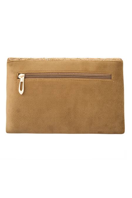 Boxwish By Bhumika_Gold Pearls Scallop Moti Embellished Flap Clutch _Online_at_Aza_Fashions