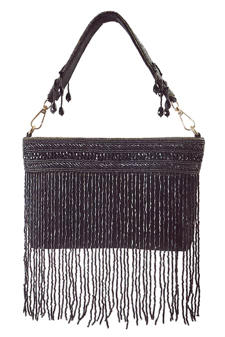 Boxwish By Bhumika Cutdana Fringe Embellished Bucket Bag 