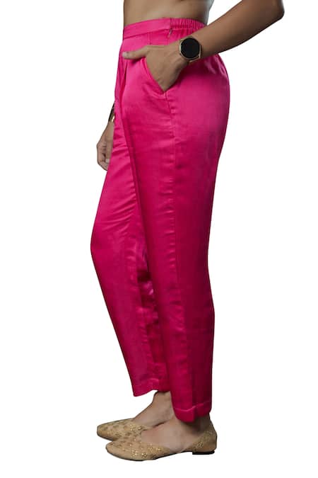 Shop Prachi Kamat Orange Chanderi, Linen, Satin Embroidery Split Anar Bodice Kurta With Pant Online at Aza Fashions Shop_Prachi Kamat_Orange Chanderi, Linen, Satin Embroidery Split Anar Bodice Kurta With Pant _Online_at_Aza_Fashions