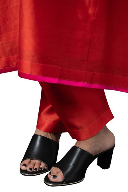 Buy Prachi Kamat Orange Chanderi Embroidery Round Neck Chakri Floral Motif Kurta With Pant Online at Aza Fashions Buy_Prachi Kamat_Orange Chanderi Embroidery Round Neck Chakri Floral Motif Kurta With Pant _Online_at_Aza_Fashions