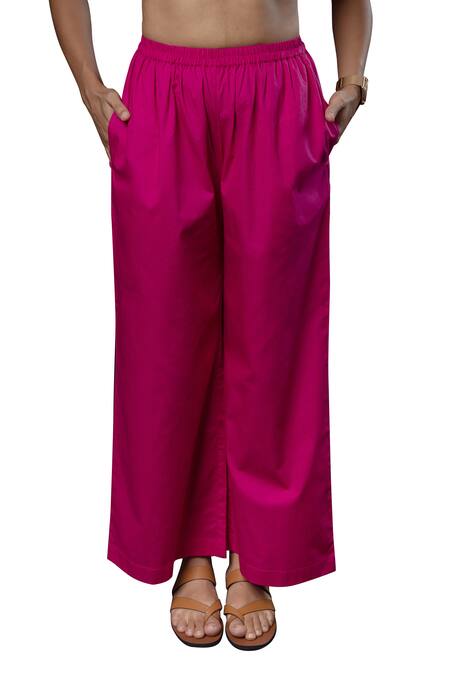 Shop_Prachi Kamat_Pink Chanderi, Poplin Embroidery Sutli Bomb Contrast Bodice Kurta With Pant _Online_at_Aza_Fashions