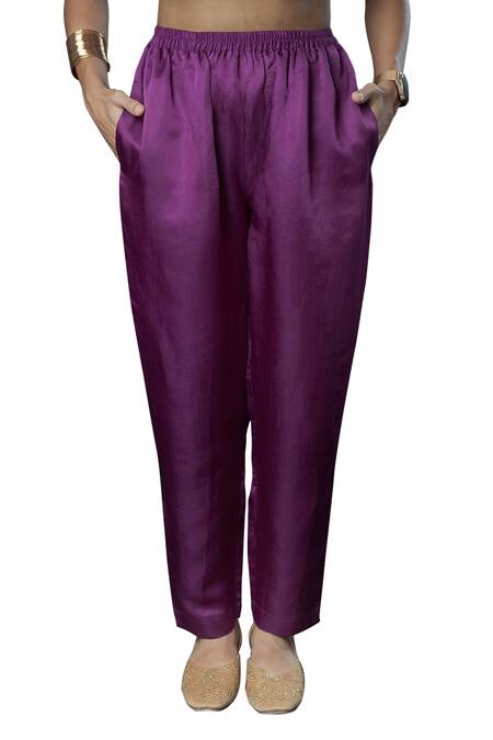 Prachi Kamat Purple Linen, Satin Embroidery Fuljhadi Floral Bloom Pattern Kurta With Pant Online at Aza Fashions Prachi Kamat_Purple Linen, Satin Embroidery Fuljhadi Floral Bloom Pattern Kurta With Pant _Online_at_Aza_Fashions