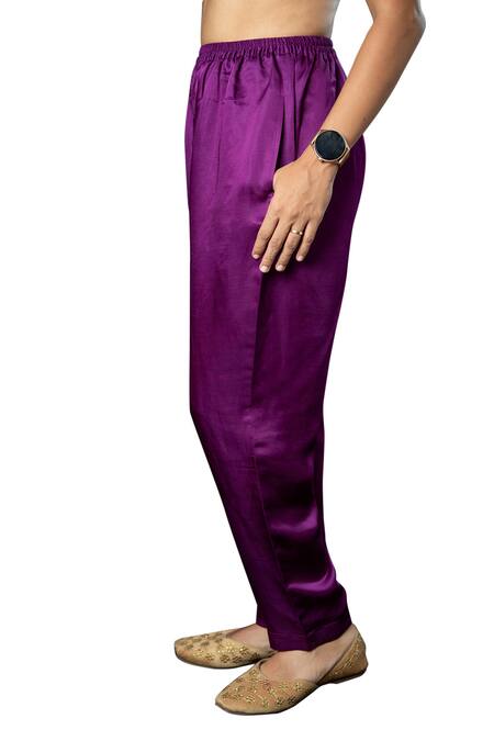 Buy Prachi Kamat Purple Linen, Satin Embroidery Fuljhadi Floral Bloom Pattern Kurta With Pant Online at Aza Fashions Buy_Prachi Kamat_Purple Linen, Satin Embroidery Fuljhadi Floral Bloom Pattern Kurta With Pant _Online_at_Aza_Fashions