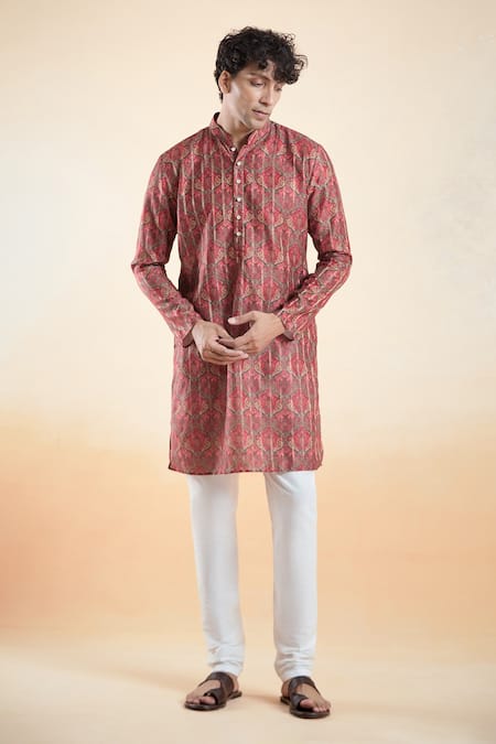 Arihant Rai Sinha Vintage Bloom Print Kurta With Churidar 