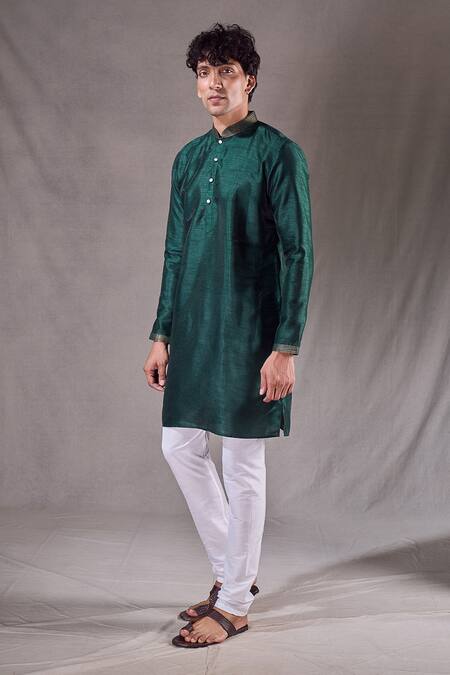 Buy Arihant Rai Sinha Green , Satin Buttoned Placket Straight Kurta Buy_Arihant Rai Sinha_Green , Satin Buttoned Placket Straight Kurta