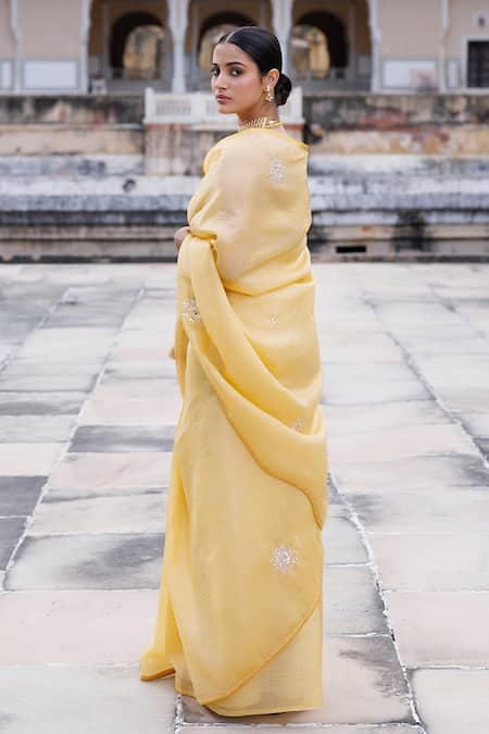 Geroo Jaipur Sequin Embroidered Saree With Unstitched Blouse Piece 