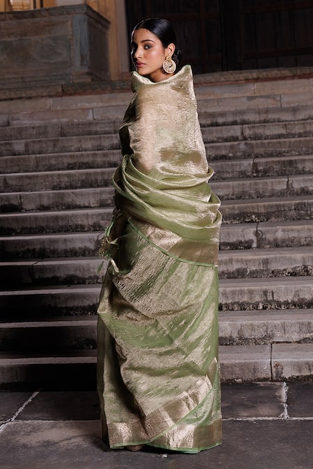 Geroo Jaipur Zari Border Saree With Unstitched Blouse Piece 